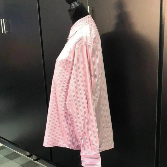 Izod 100% cotton,tailored, chest pocket,pink & blue vertical stripe, button down - Picture 5 of 7